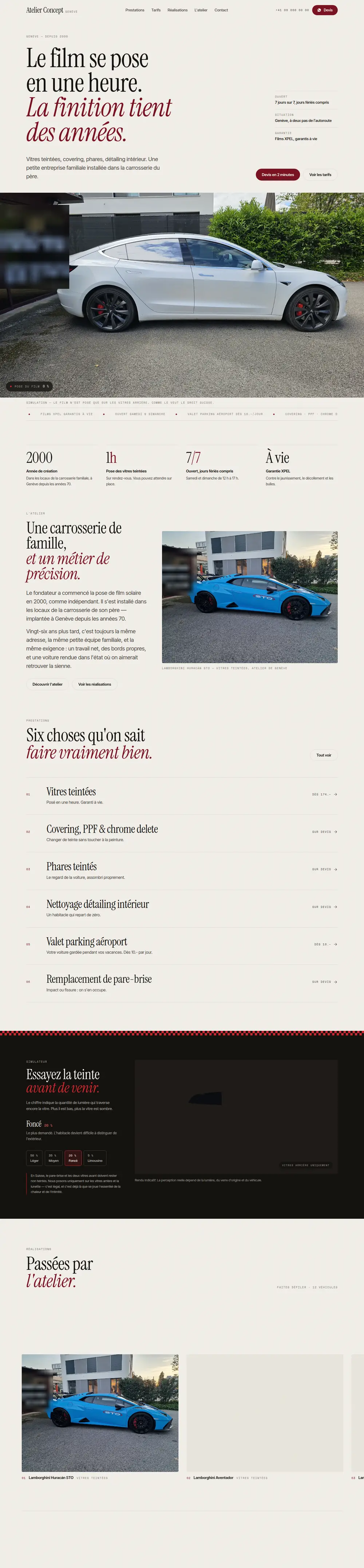 Concept « L'Atelier », page d'accueil