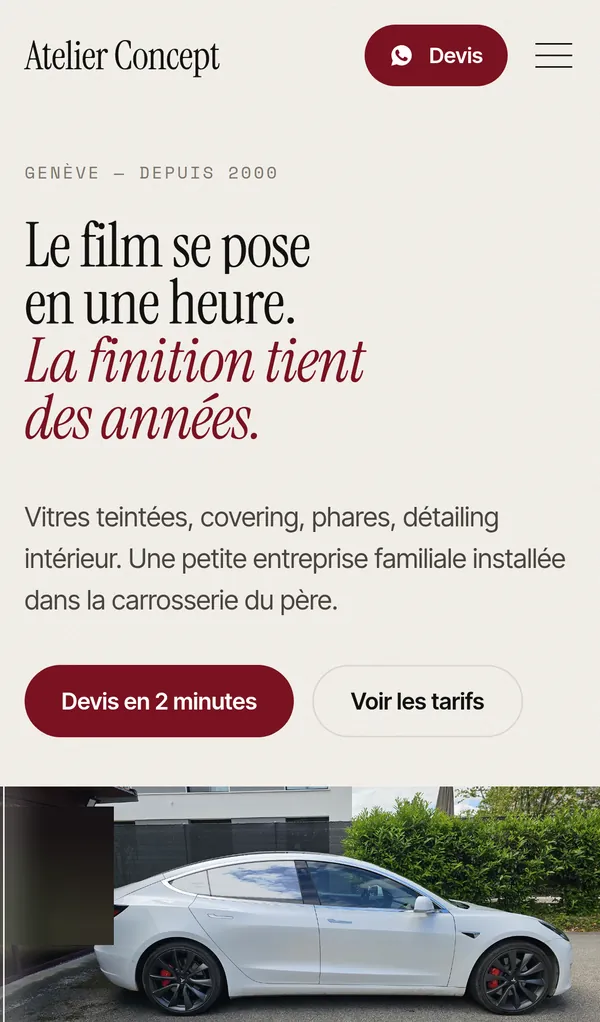 Concept « L'Atelier » sur téléphone
